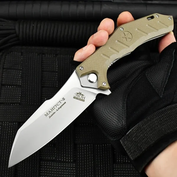 HOKC Five Star Folding Knife G10 Handle Wilderness Survival knife Emergency rescue tool Bread slicing knife 1