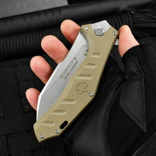 HOKC Five Star Folding Knife G10 Handle Wilderness Survival knife Emergency rescue tool Bread slicing knife 3