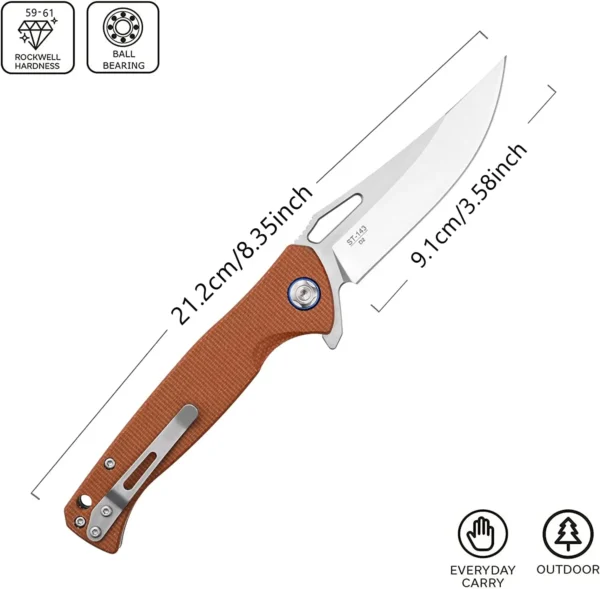 Sitivien ST143 Folding Knife D2 Steel Blade Micarta Handle EDC Tool Knifes Pocket Knives for Outdoor 2
