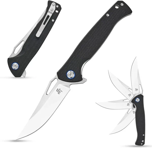 Sitivien ST143 Folding Knife D2 Steel Blade Micarta Handle EDC Tool Knifes Pocket Knives for Outdoor