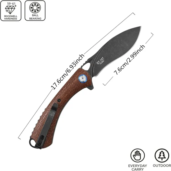 Sitivien ST147 Folding Pocket Knife 14C28N Steel Blade G10 Micarta Handle EDC Tool Knife for Working 2