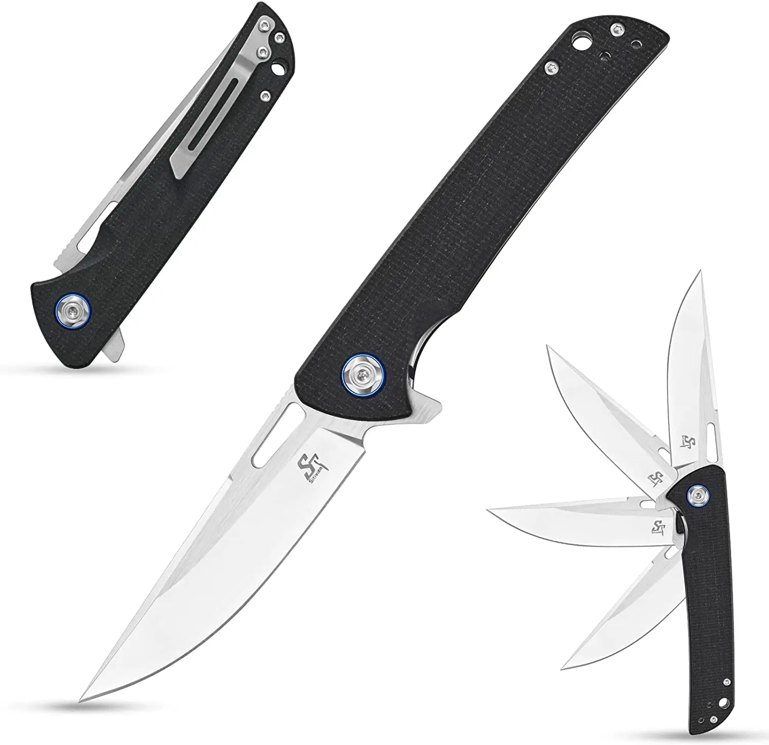 Sitivien ST148 Folding Knife D2 Blade Micarta Handle Pocket Knife EDC Tool Knife for Working Camping