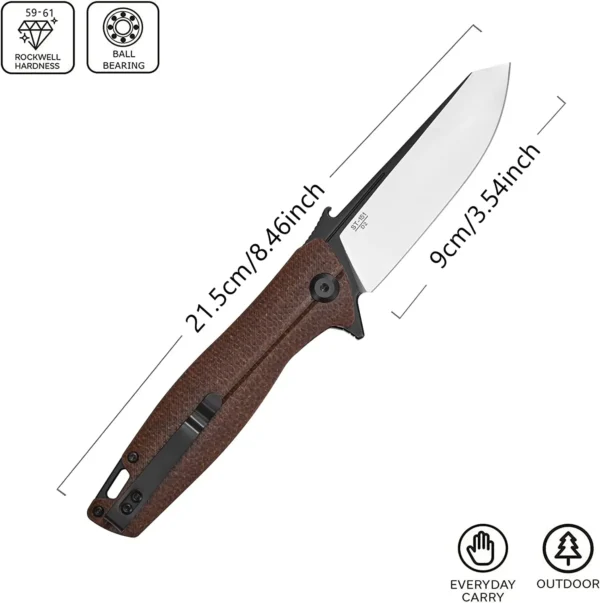 Sitivien ST151 Folding Pocket Knife D2 Steel Blade G10 Micarta Handle EDC Tool Knife for Outdoor 2