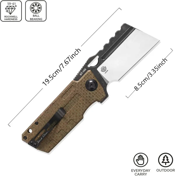 Sitivien ST155 Pocket Folding Knife Sandvik 14C28N Steel Blade G10 Micarta Handle EDC Tool Knifes for 2