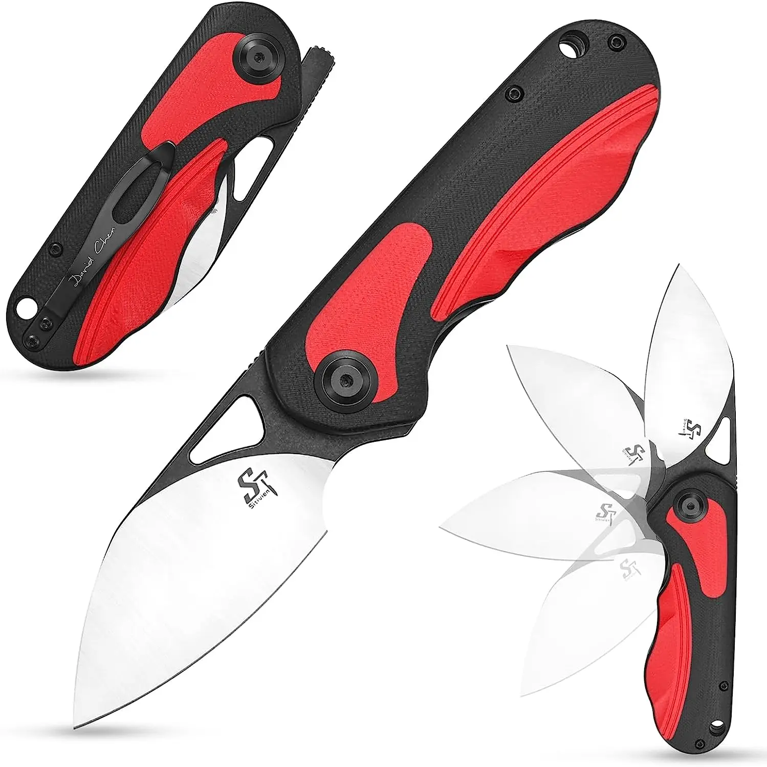 Sitivien ST156 Pocket Folding Knife Sandvik 14C28N Steel Blade G10 Micarta Handle EDC Tool Knifes for