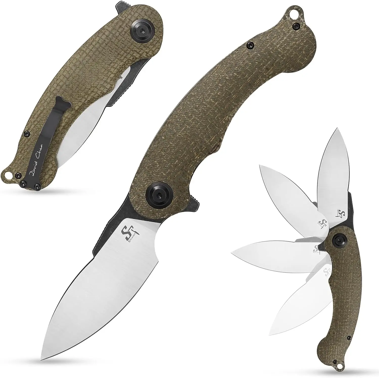 Sitivien ST157 Folding Knife Sandvik 14C28N Steel Blade G10 Micarta Handle EDC Tool Pocket Knifes for