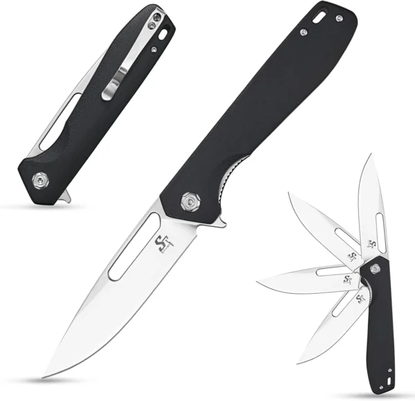 Sitivien ST801 Folding Knife 8Cr18Mov Steel Blade G10 Handle Pocket Knife EDC Tool Knife for Working