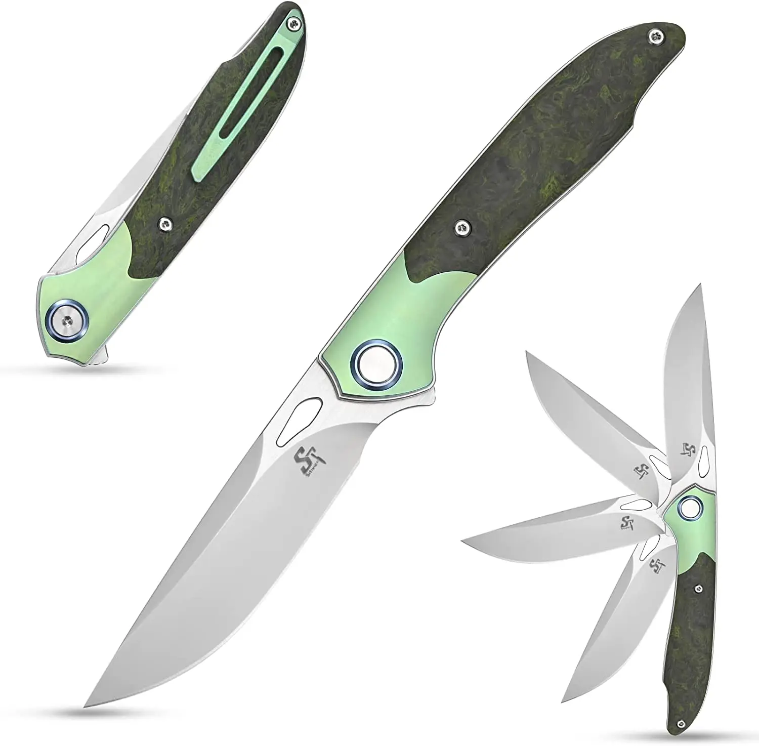 Sitivien ST990 Pocket Knife S35VN Steel Blade Titanium Carbon Fiber Handle EDC Tool for Outdoor Camping