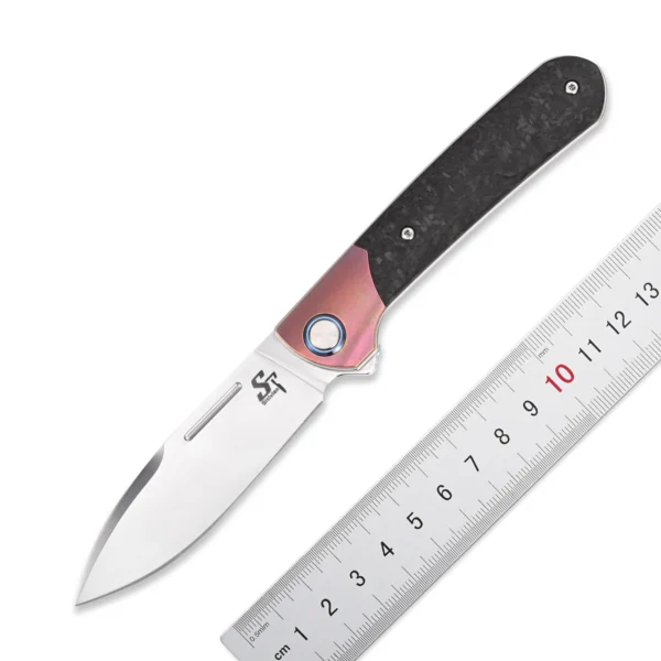 Sitivien ST995 Folding Pocket Knife Handmade M390 Pearlescent Polishing Blade Titanium Carbon Fiber Handle EDC Tool 1