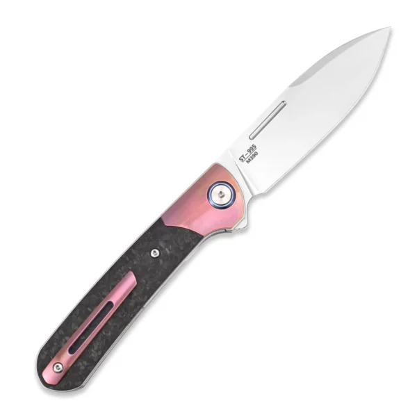 Sitivien ST995 Folding Pocket Knife Handmade M390 Pearlescent Polishing Blade Titanium Carbon Fiber Handle EDC Tool 2
