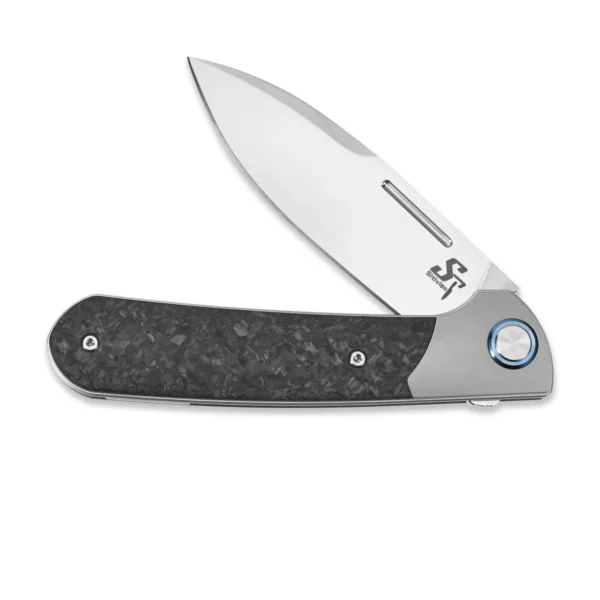 Sitivien ST995 Folding Pocket Knife Handmade M390 Pearlescent Polishing Blade Titanium Carbon Fiber Handle EDC Tool 3