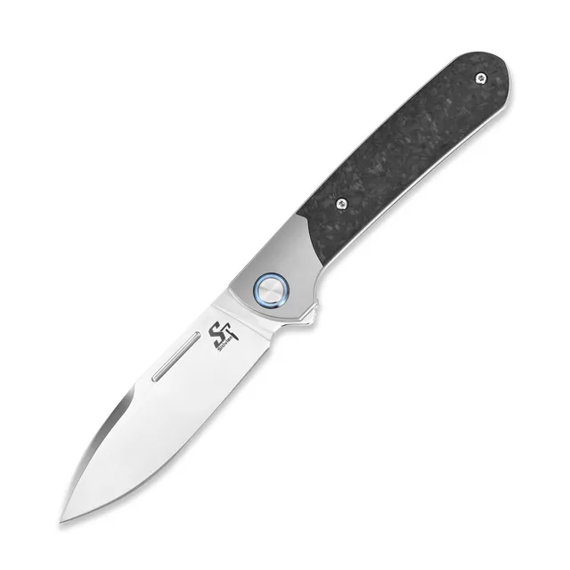 Sitivien ST995 Folding Pocket Knife Handmade M390 Pearlescent Polishing Blade Titanium Carbon Fiber Handle EDC Tool.jpg 640x640