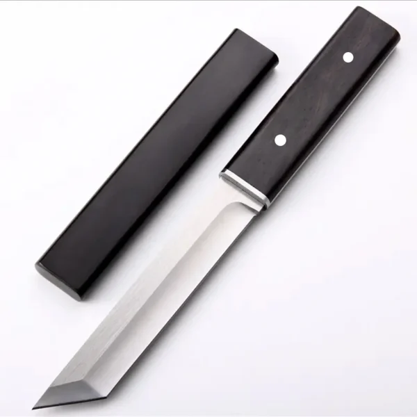 1pc High Hardness Outdoor Straight Knife Sharp Portable Pocket Camping Knife with Scabbard For Outdoor Cooking 4