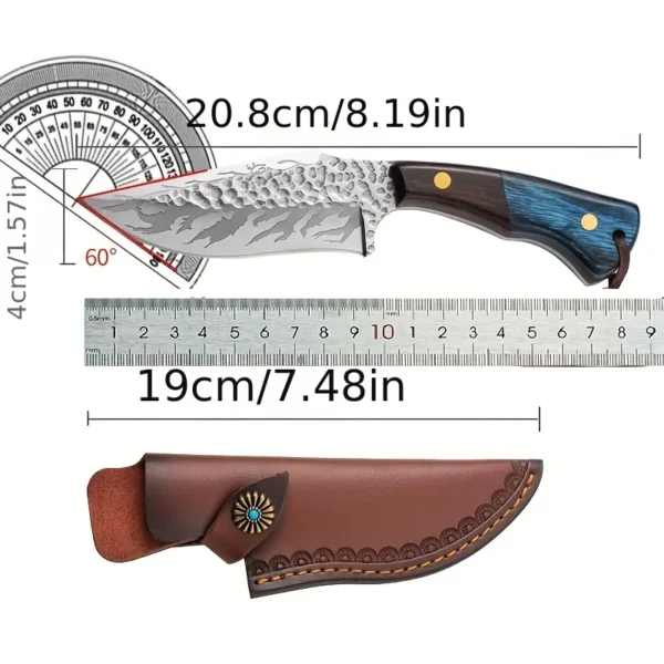 1pc Portable Stainless Steel Forged Pocket Knife Perfect for Outdoor Camping Barbecues More Comes with Leather 1