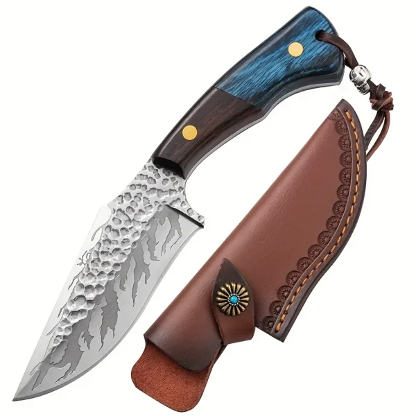 1pc Portable Stainless Steel Forged Pocket Knife Perfect for Outdoor Camping Barbecues More Comes with Leather 4