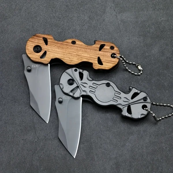 1pc Portable folding fruit knife Stainless steel EDC pocket knife Multi purpose BBQ cut meat knife 2