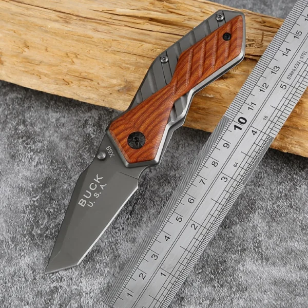 1pc Stainless steel camping folding knife High hardness Outdoor cutting knife Portable EDC pocket fruit knife 1