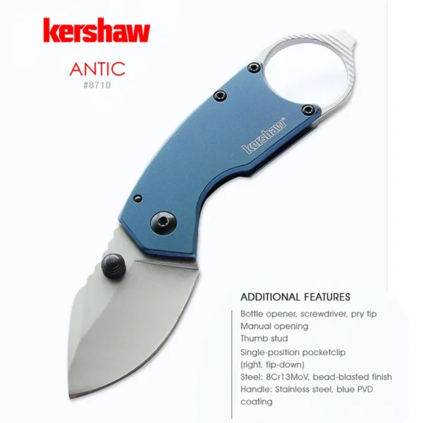 Kershaw 8710 Mini Folding Pocket Knife Bead Blast Drop Point Blade Outdoor Camping Tools EDC Self 2