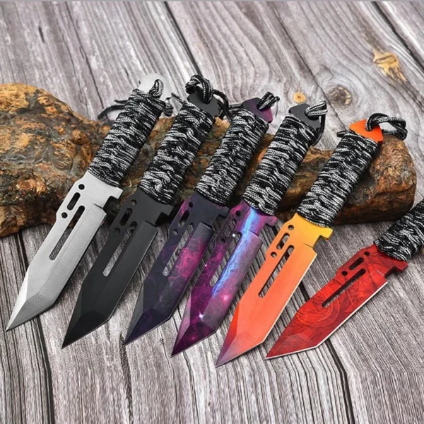 Mengoing CS GO Tactical Fixed Blade Knife Survival Self Defense Camping Knives with Leather Sheath 1