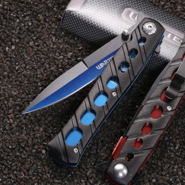 Multifunctional folding knife V shaped single sided sharp knife two color belt clamp design suitable for 1