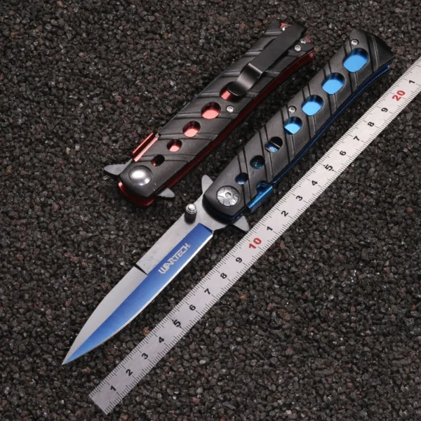 Multifunctional folding knife V shaped single sided sharp knife two color belt clamp design suitable for 3