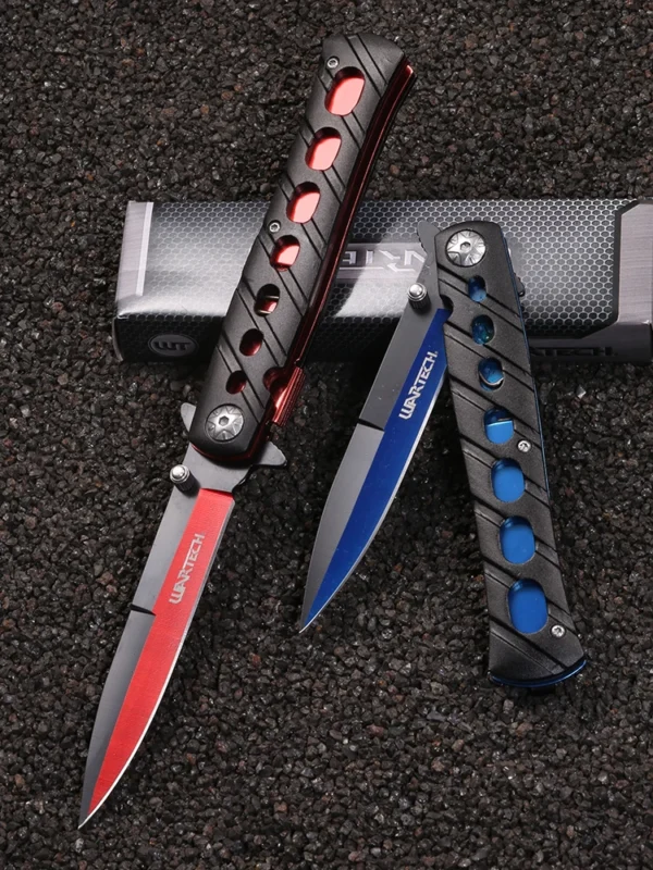 Multifunctional folding knife V shaped single sided sharp knife two color belt clamp design suitable for 5