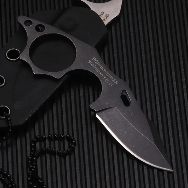 Small Tactical Fixed Blade Chain Knife Pocket Straight Thumb Knife Necklace Survival Outdoor Hunting Camping Knives 3