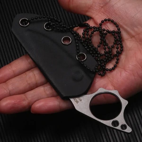 Small Tactical Fixed Blade Chain Knife Pocket Straight Thumb Knife Necklace Survival Outdoor Hunting Camping Knives 4