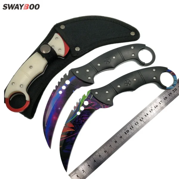 Swayboo Doppler Cs Go Talon Knife Fade Counter Strike Black Tactical Camping Fixed Blade Outdoor Knife 1