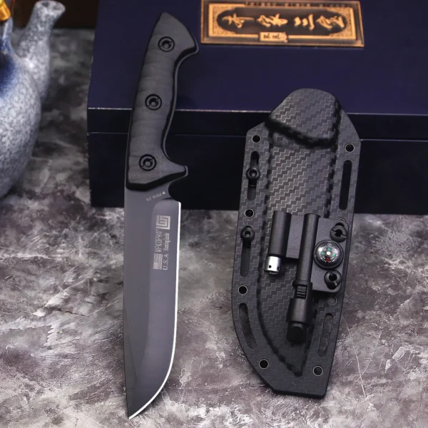 WPKOPYA U S A all Tang outdoor hunting straight knife high end multi functional tactical straight 1