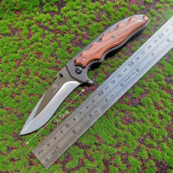 Camping Knife Survival Tool 8CR15 Steel Folding Knife Wood Handle Outdoor Defense EDC Tool Pocket Knives 2