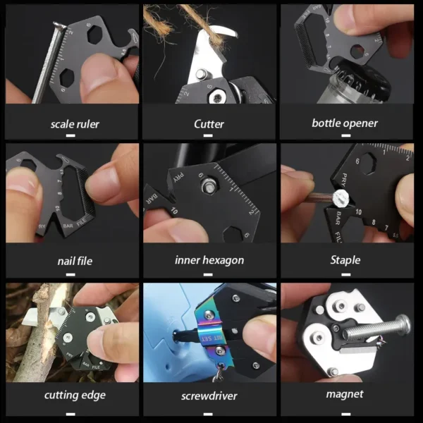 Keychain Screwdriver Multifunctional Hexagon Coin Outdoor EDC Tool Hexagon Folding Coin Knife Pocket Fold Mini coltello 3