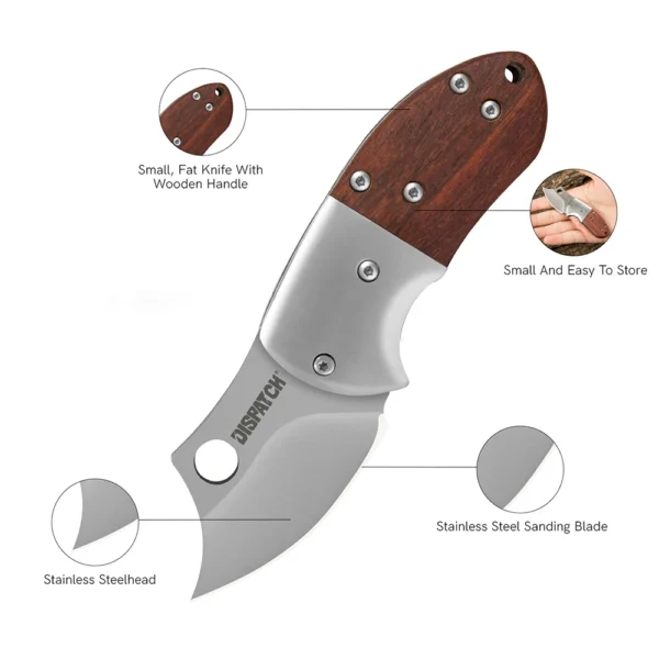 Mini Folding Knife Survival Pocket Knives with Wooden Handle Damascus Blade Camping Outdoor EDC Hand Tools 3