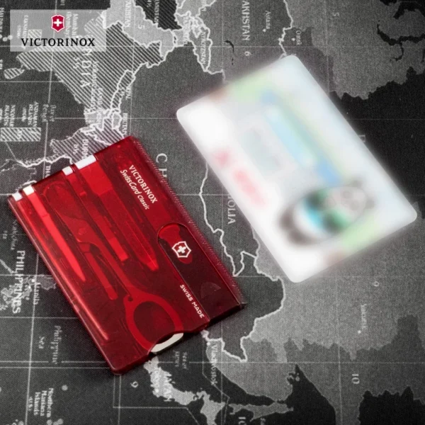 Original Visa Army Knife Swiss Card Transparent Red 0 7100 T Portable Thin Card Scissors Black 4