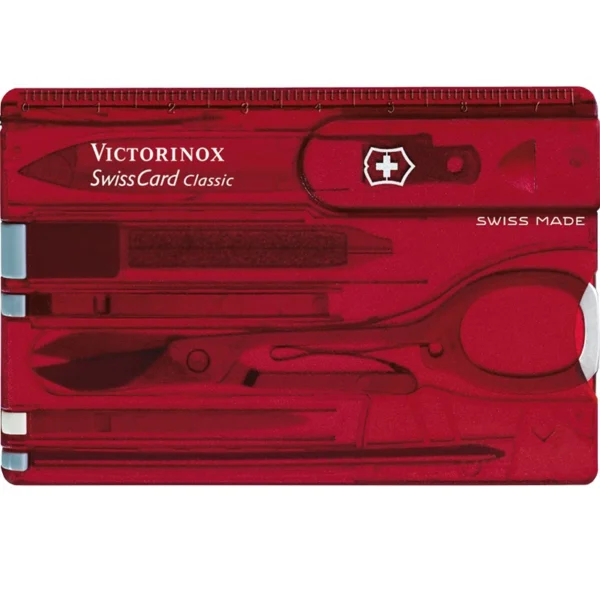 Original Visa Army Knife Swiss Card Transparent Red 0 7100 T Portable Thin Card Scissors Black