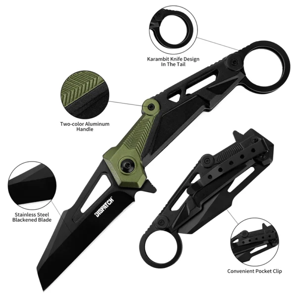 Stainless Steel Pocket Knife Folding Knife With Aluminum Handle For Outdoor Camping Survival Hunting EDC Tool 2