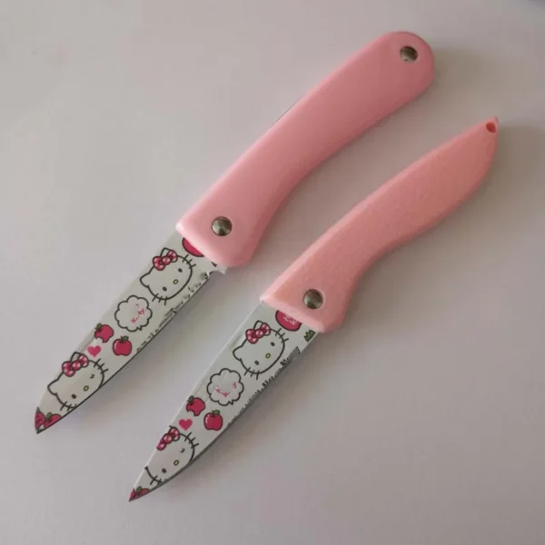 Super Cute Cartoon Printed Fold Paring Knife Princess Pink Keychain Self Defense for Girls Gift Dropshipping 1