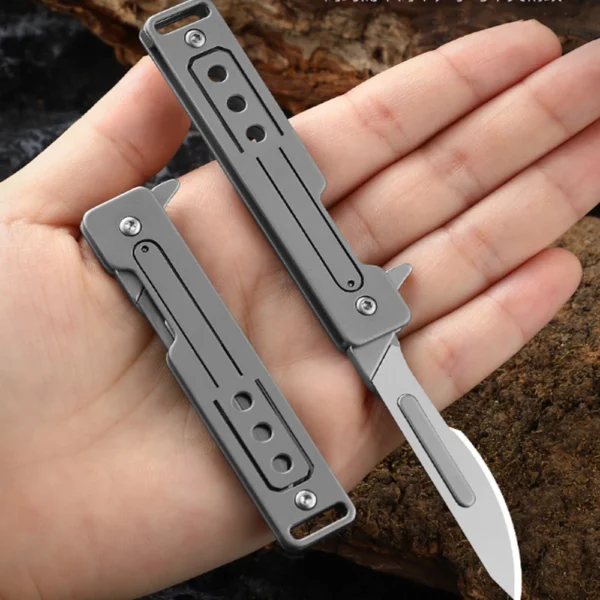 Titanium Alloy Art Knife Quick Opening Folding Blade Sharp and Portable Express Delivery Small Knife Keychain 1