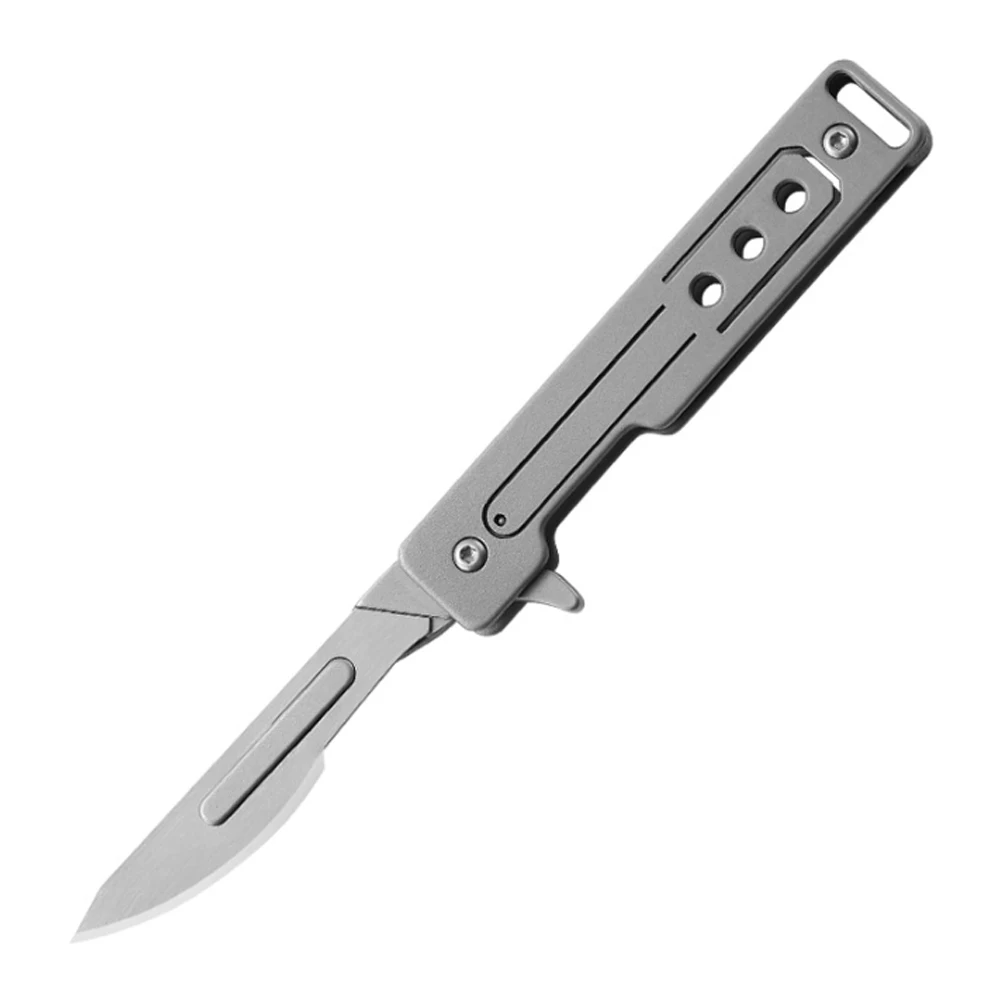 Titanium Alloy Art Knife Quick Opening Folding Blade Sharp and Portable Express Delivery Small Knife Keychain
