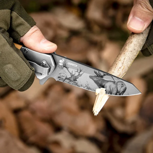 3D Printed Blade Folding Knife Olive Wood Handle Pocket Knife for Outdoor Camping Hunting Survival EDC 5