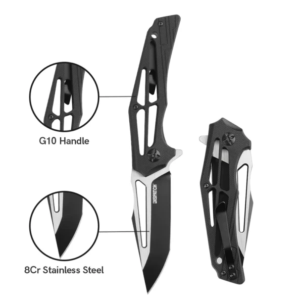 8Cr Stainless Steel Pocket Folding Knife With G10 Handle For Outdoor Camping Survival Hunting EDC Tool 2