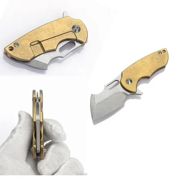 S35VN Steel Blade Titanium Alloy Folding Knife EDC Portable Utility Knife Keychain Outdoor Camping Self defense 3