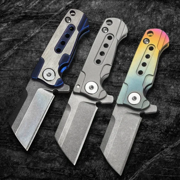 S35VN Steel Blade Titanium Alloy Folding Knife EDC Portable Utility Knife Keychain Outdoor Camping Self defense 4