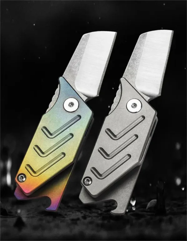 S35VN Steel Blade Titanium Alloy Folding Knife EDC Portable Utility Knife Keychain Outdoor Camping Self defense 5