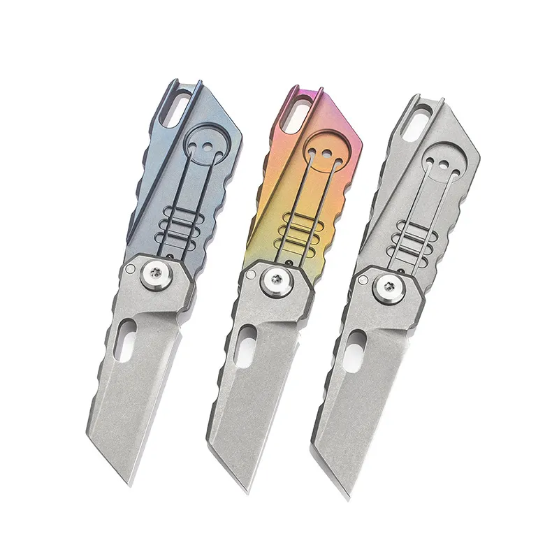 S35VN Steel Blade Titanium Alloy Folding Knife EDC Portable Utility Knife Keychain Outdoor Camping Self defense