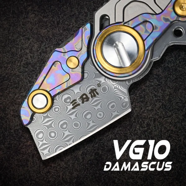 SANRENMU 6185 Damascus VG10 Steel Blade TC4 Titanium Pendant Necklace Knives EDC Camping Survival Outdoor Pocket 1