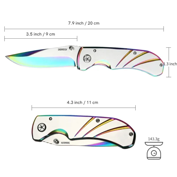 Stainless Steel Pocket Folding Knife With Steel Handle For Outdoor Camping Survival Hunting EDC Tool 1
