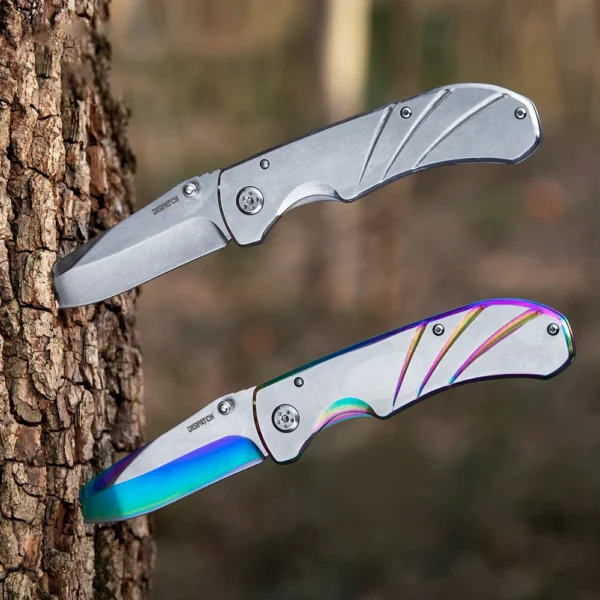 Stainless Steel Pocket Folding Knife With Steel Handle For Outdoor Camping Survival Hunting EDC Tool 4