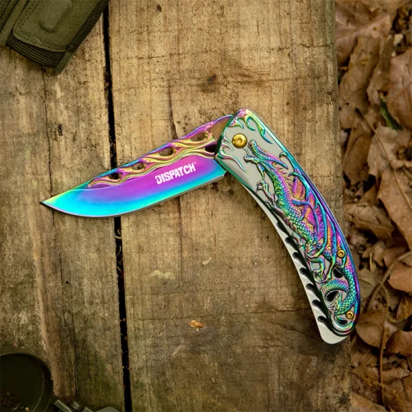 Titanium Coating Blade Folding Pocket Knife with Titanium Coating Steel Handle for Outdoor Hunting Camping Hiking 4