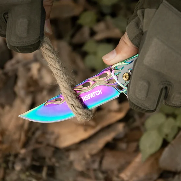 Titanium Coating Blade Folding Pocket Knife with Titanium Coating Steel Handle for Outdoor Hunting Camping Hiking 5